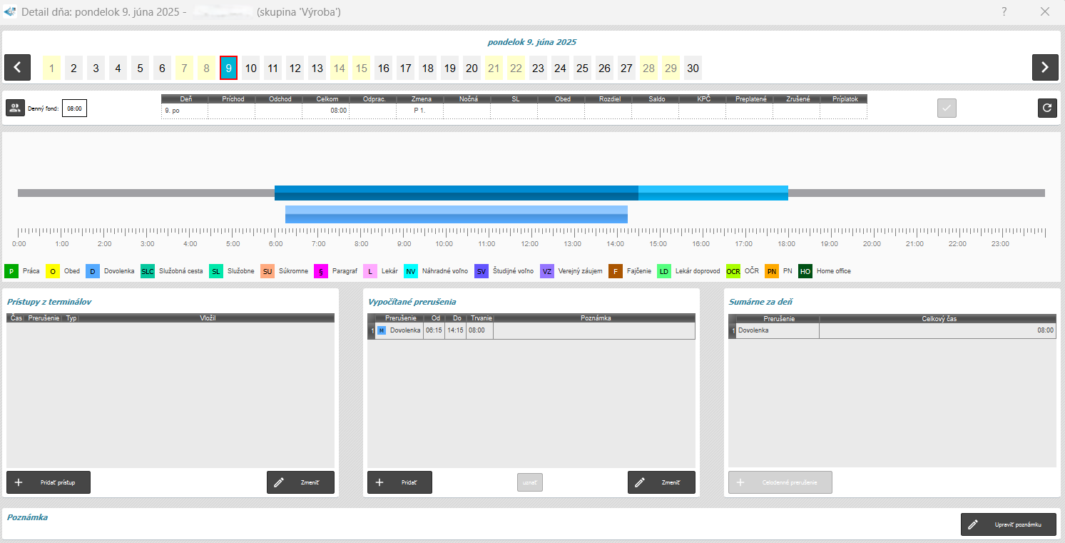 Zobrazenie dovolenky celý deň