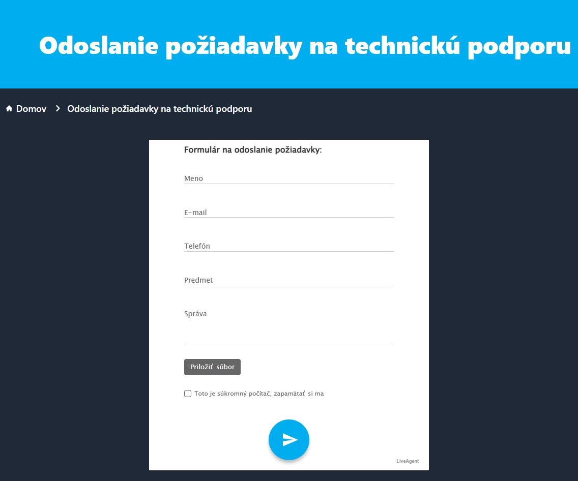 Helpdesk - Odoslanie požiadavky na technickú podporu
