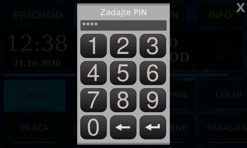 Virtuálna klávesnica na zadanie PIN kódu na termináli STL.one