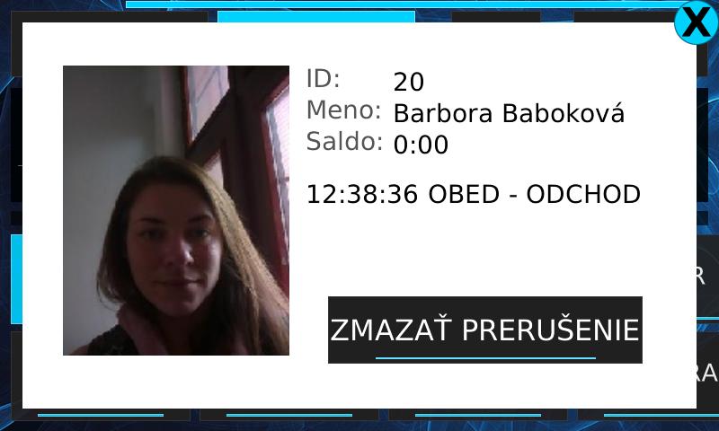 Hlásenie o zápise prerušenia Obed - odchod na termináli STL.one