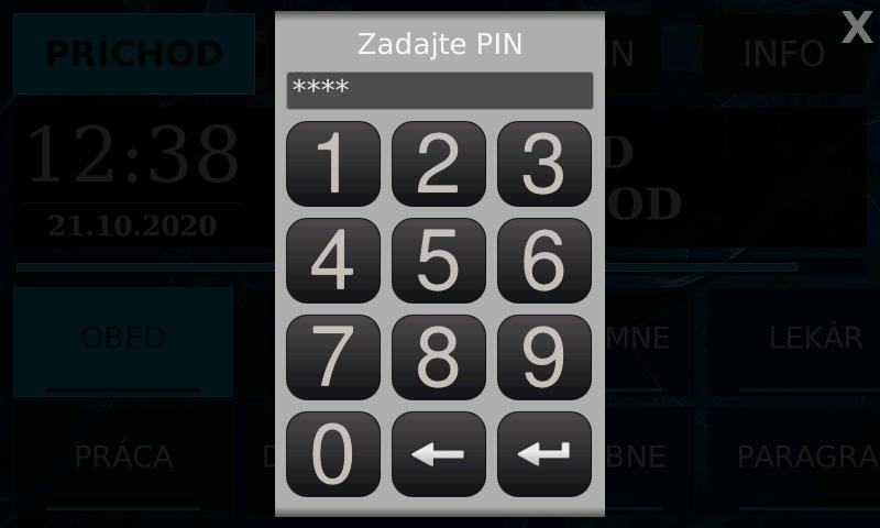 Virtuálna klávesnica na zadanie PIN kódu na termináli STL.one
