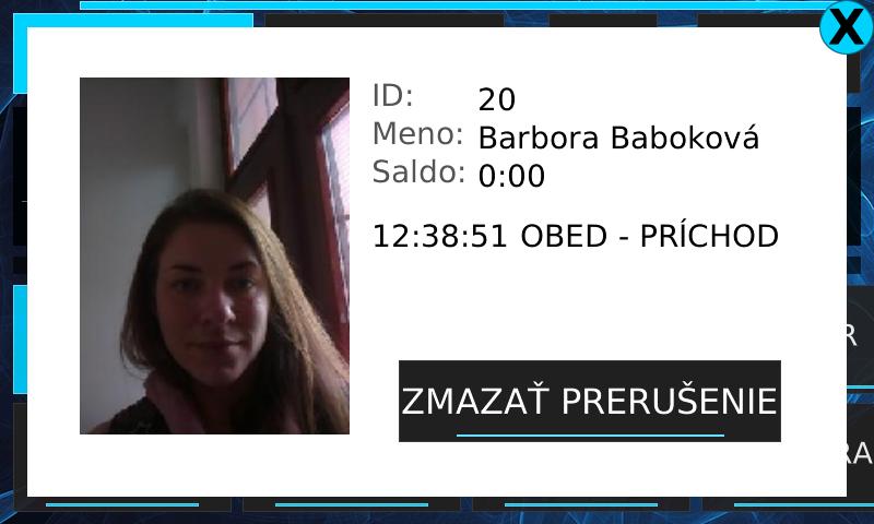 Hlásenie o zápise prerušenia Obed - príchod na termináli STL.one