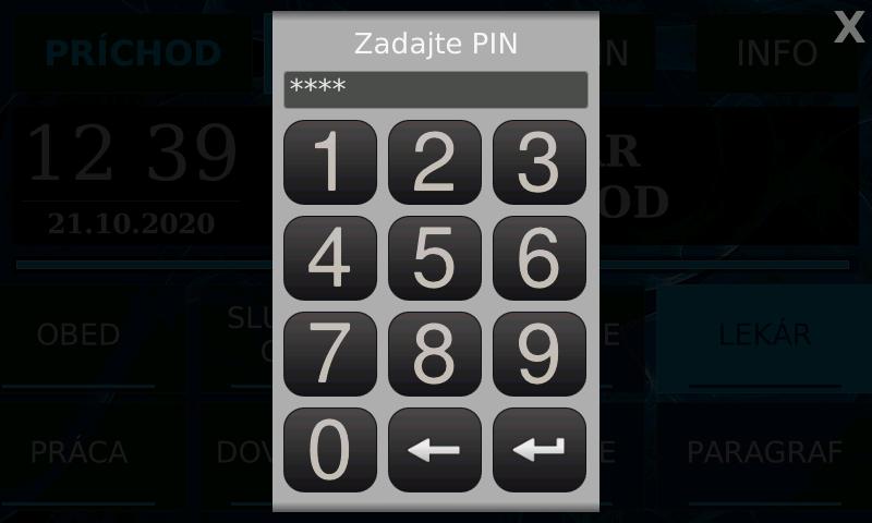 Virtuálna klávesnica na zadanie PIN kódu na termináli STL.one
