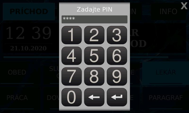 Virtuálna klávesnica na zadanie PIN kódu na termináli STL.one