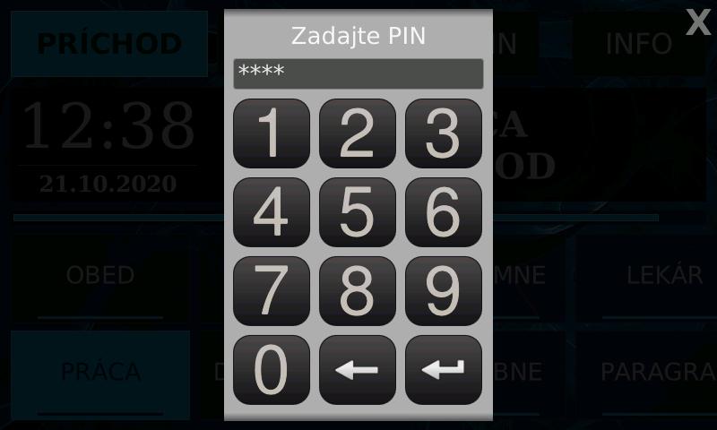 Klávesnica na termináli STL.one pre zadanie PIN kódu