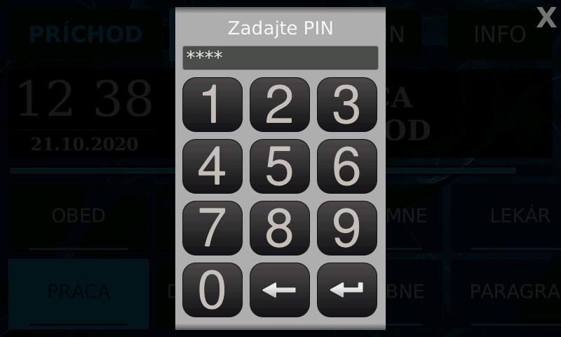 Virtuálna klávesnica na zadanie PIN kódu na termináli STL.one
