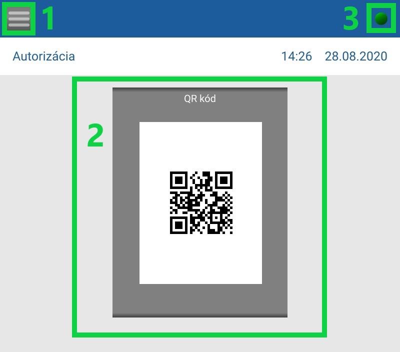 Základná obrazovka dochádzkovej aplikácie s QR kódom