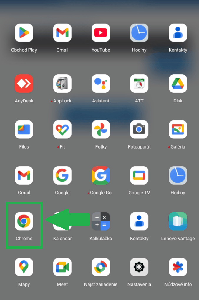 Spustenie Chromu v android