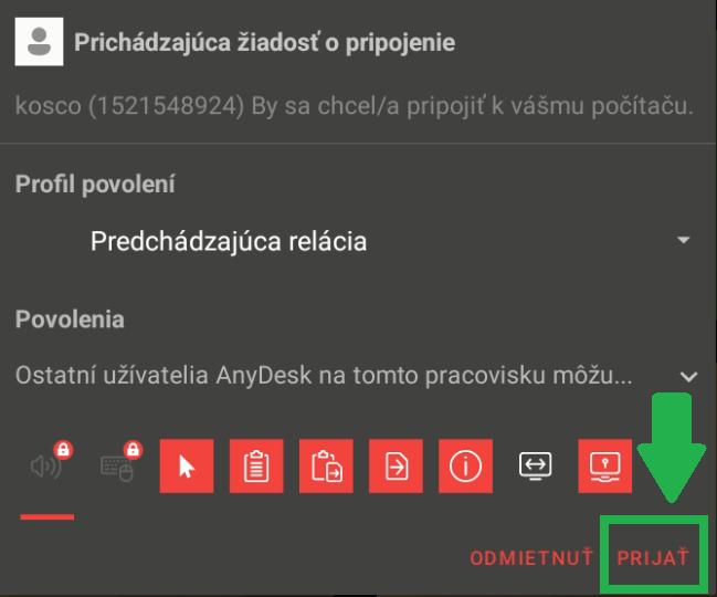 Pripojenie v Anydesk