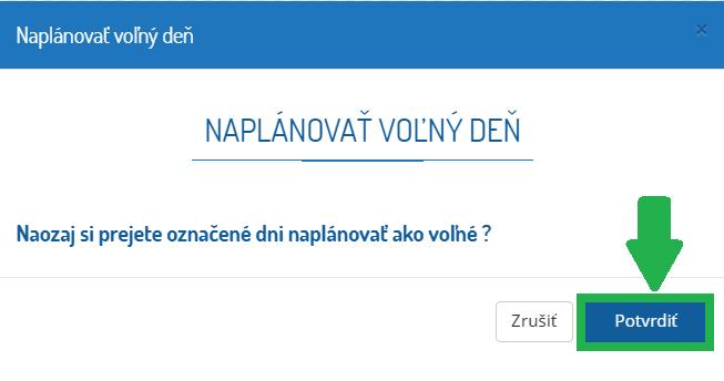 Plánovanie voľného dňa v AMS WEB - potvrdenie