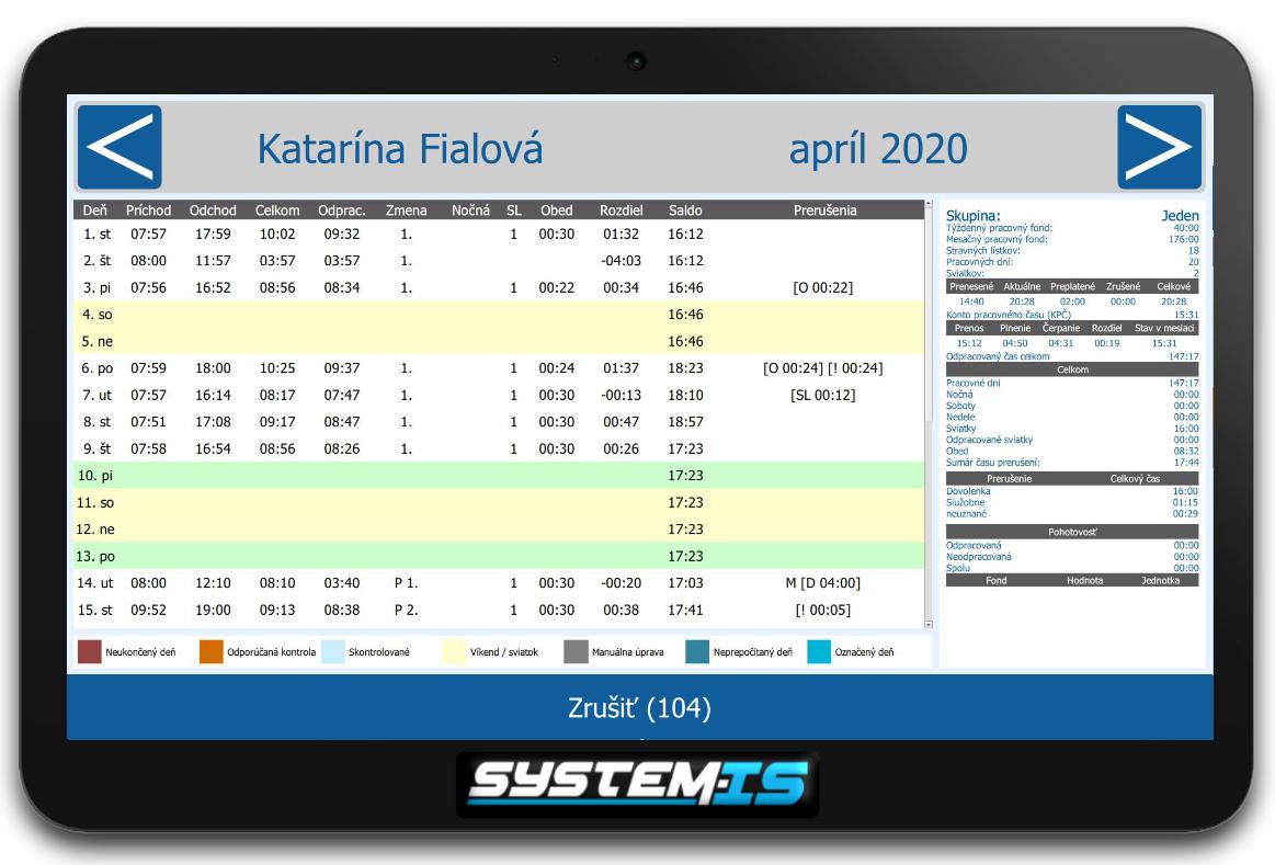 Kiosk - dochádzka - zrušiť