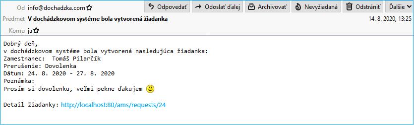 Vzor e-mailu o žiadanke