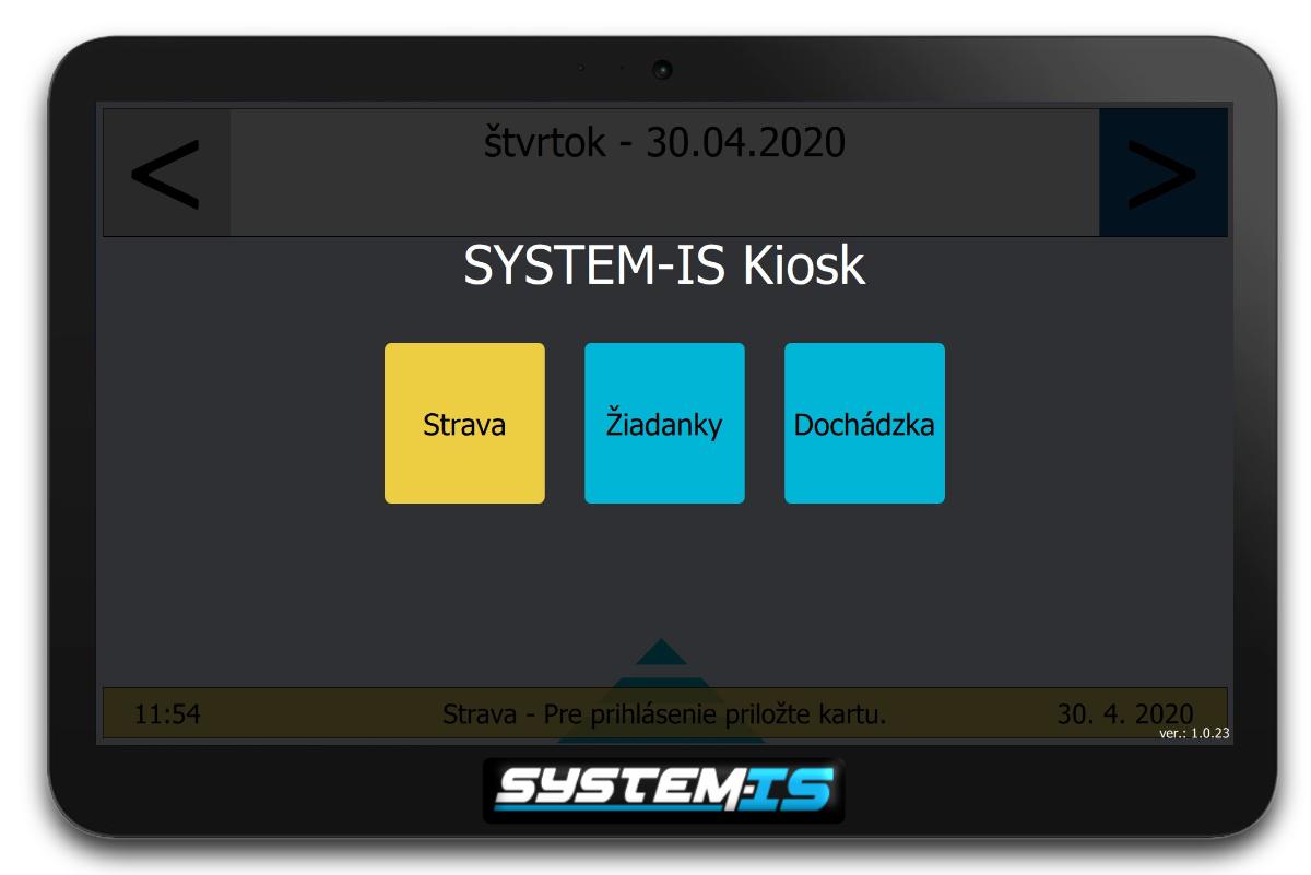 Kiosk - základná obrazovka - Strava