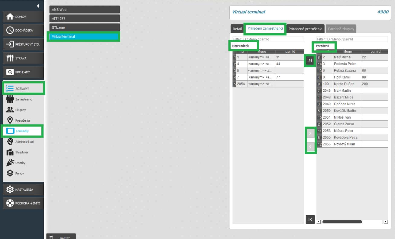 Priradenie zamestnancov k VATT