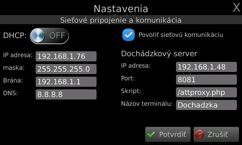 ATT-990 - nastavenia