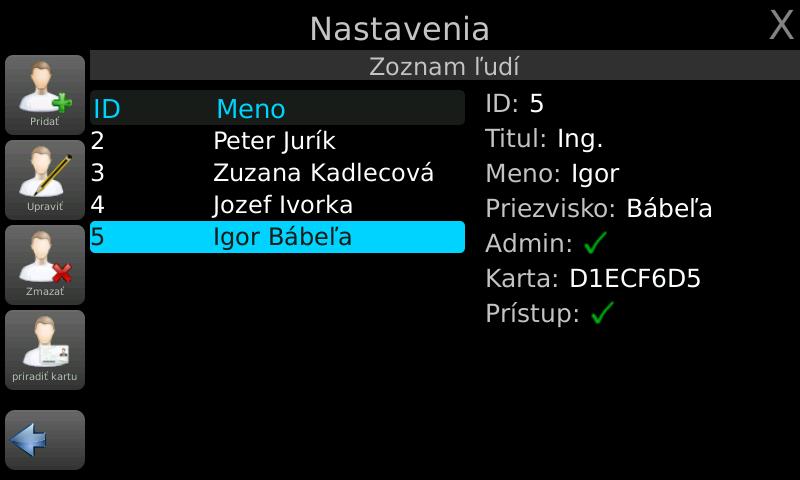 ATT-990 - nastavenia - Ľudia - priradiť kartu