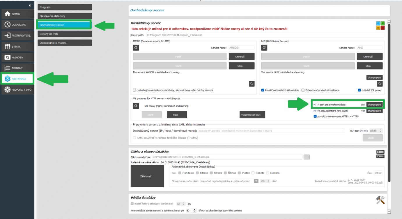 nastavenie portu v AMS