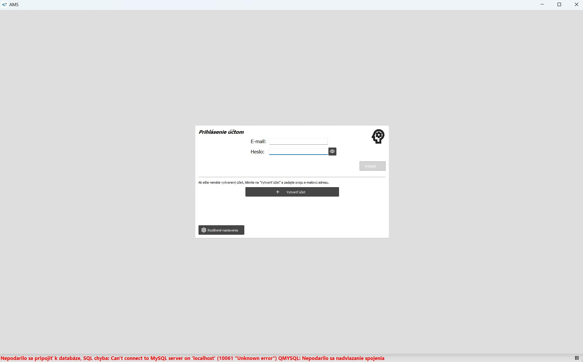vytvorenie účtu v AMS