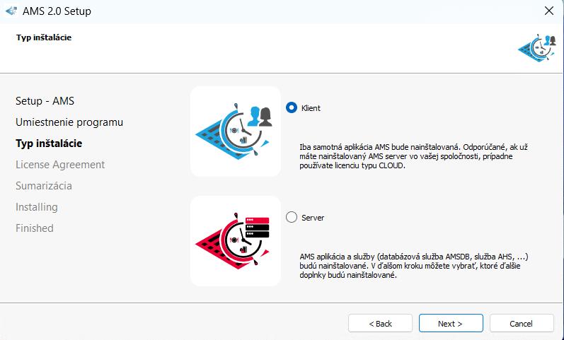 Typ inštalácie - Klient