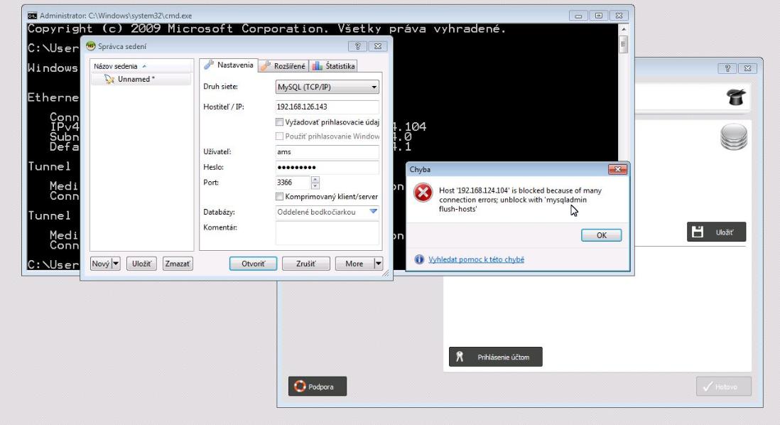 Zlyhalo pripojenie k serveru