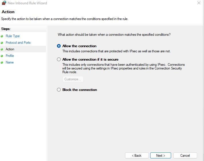 Windows defender - Action