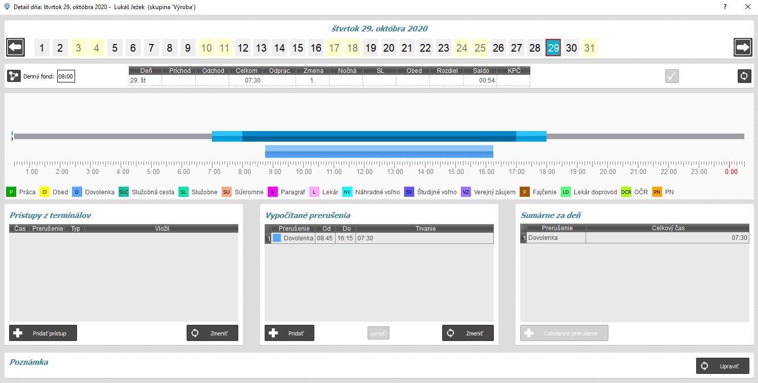 Detail dňa - nasledujúci deň