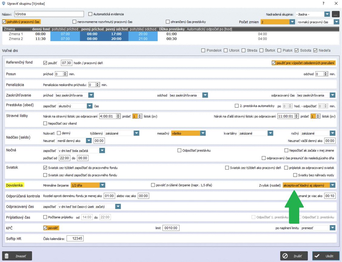 Nastavenie v skupine