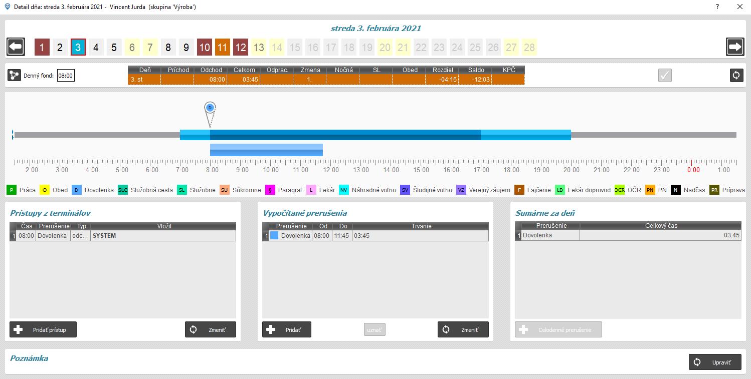 Prístup - dovolenka odchod