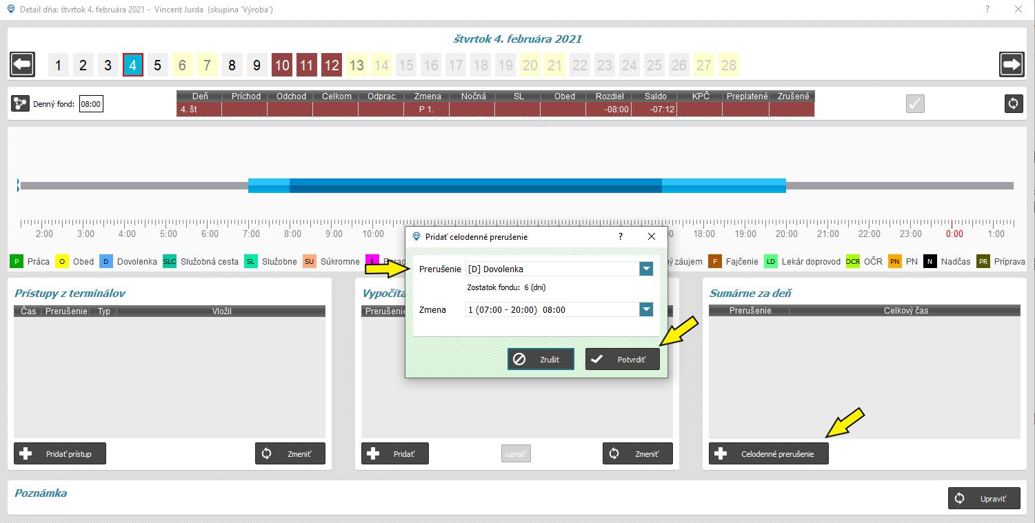 Celodenné prerušenie v detaile dňa