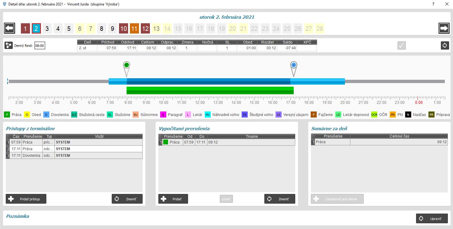 Zadaný prístup Dovolenka - odchod