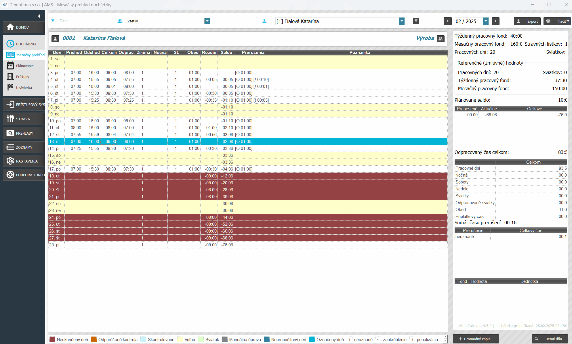 Mesačný prehľad - ukončiť trvanie prerušenia