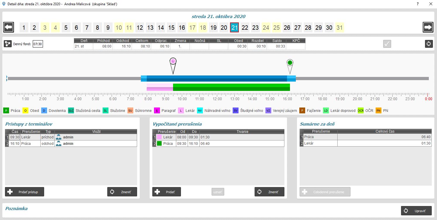 detail dňa - automatický príchod