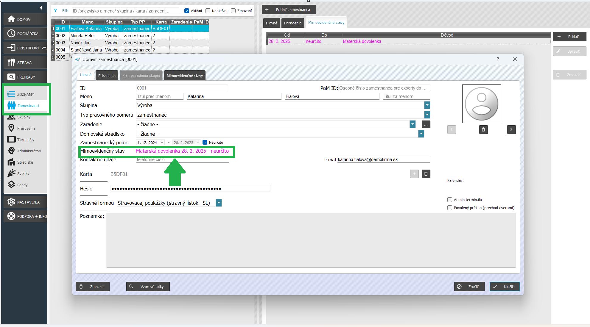Priradenie zamestnancov k terminálu