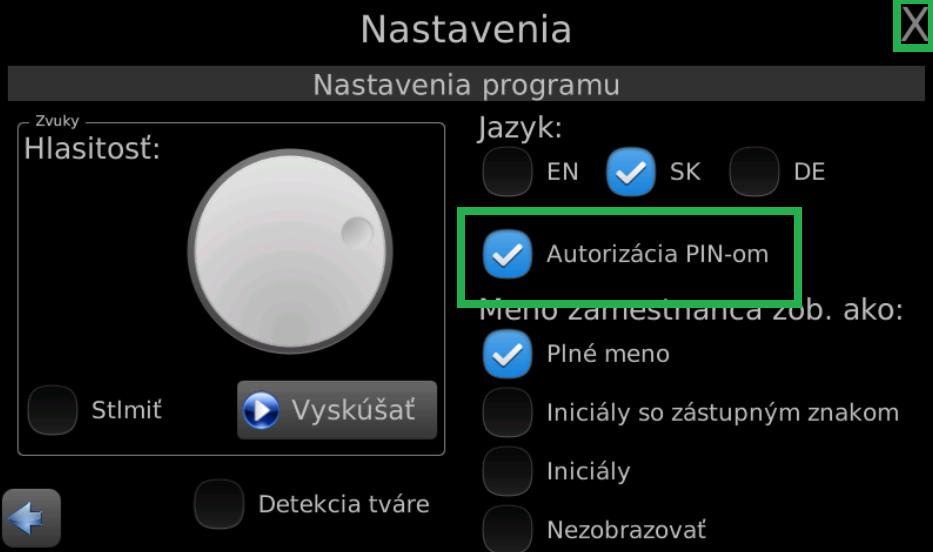 Autorizácia Pin kódom
