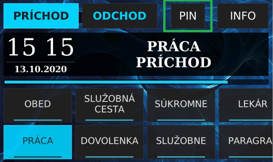 PIN na obrazovke