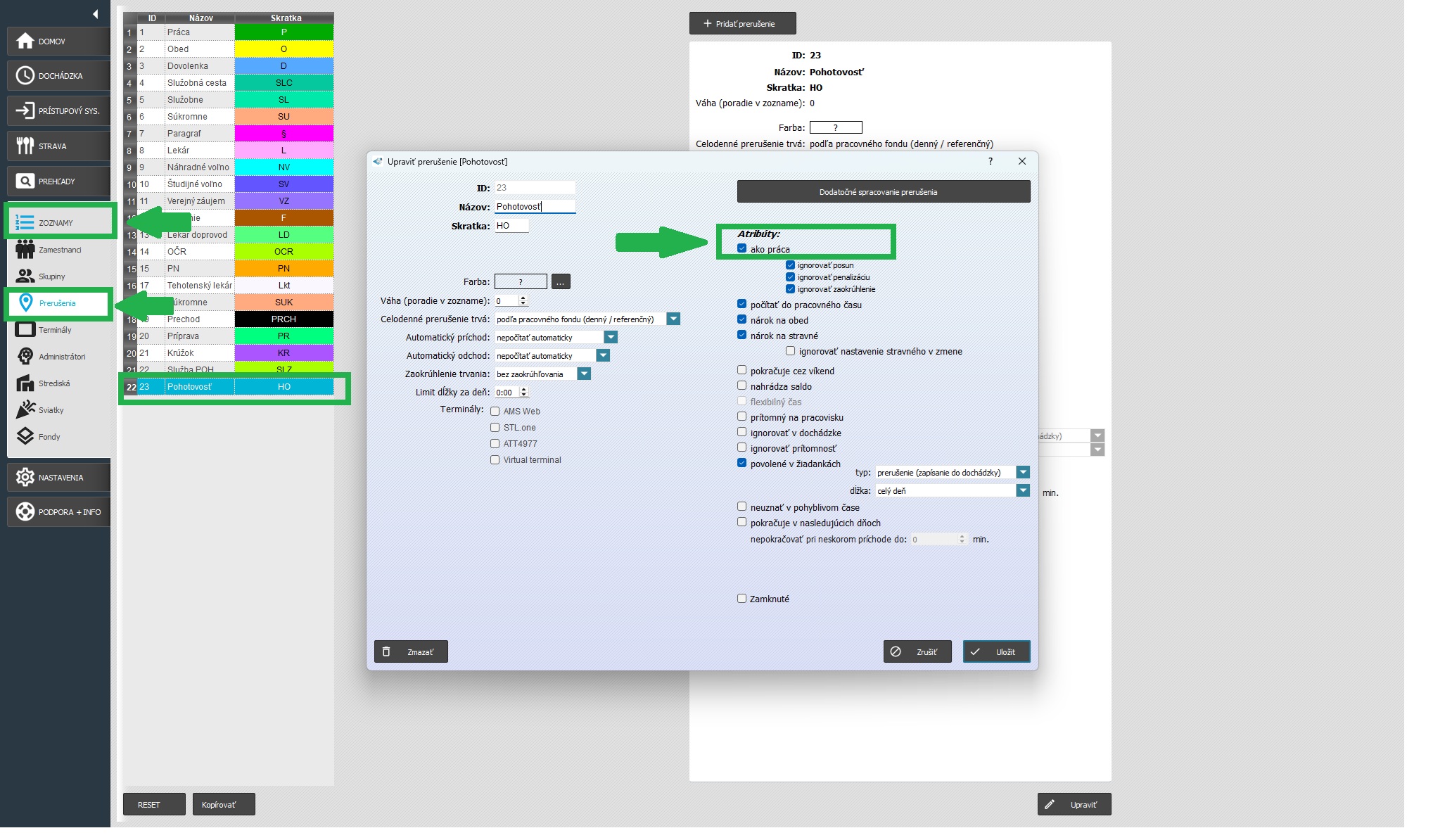 Nastavenie prerušenia pohotovosť - ako práca
