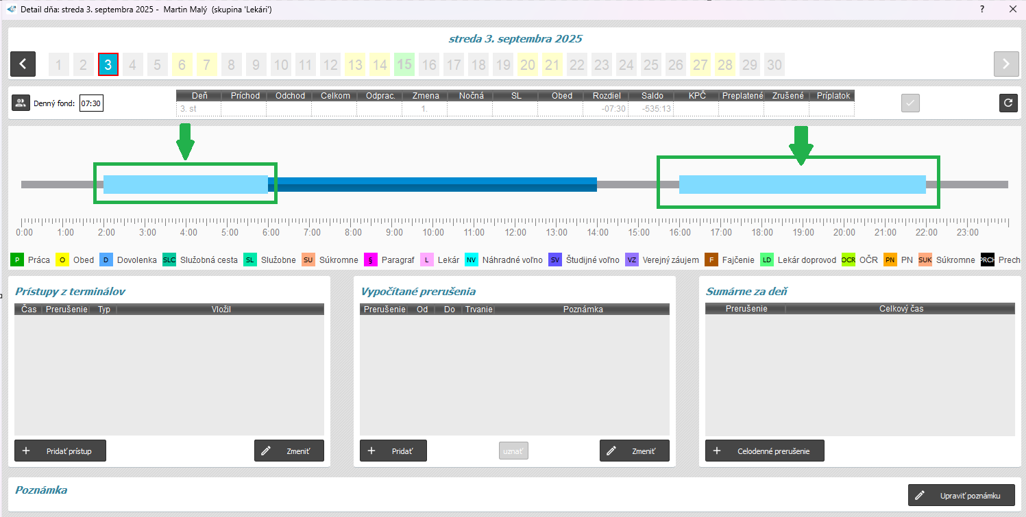 Pohotovosť v mesačnom prehľade - Nastavenie