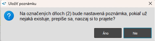 Karta Dochádzka-Mesačný prehľad - hromadná poznámka - informačné okno