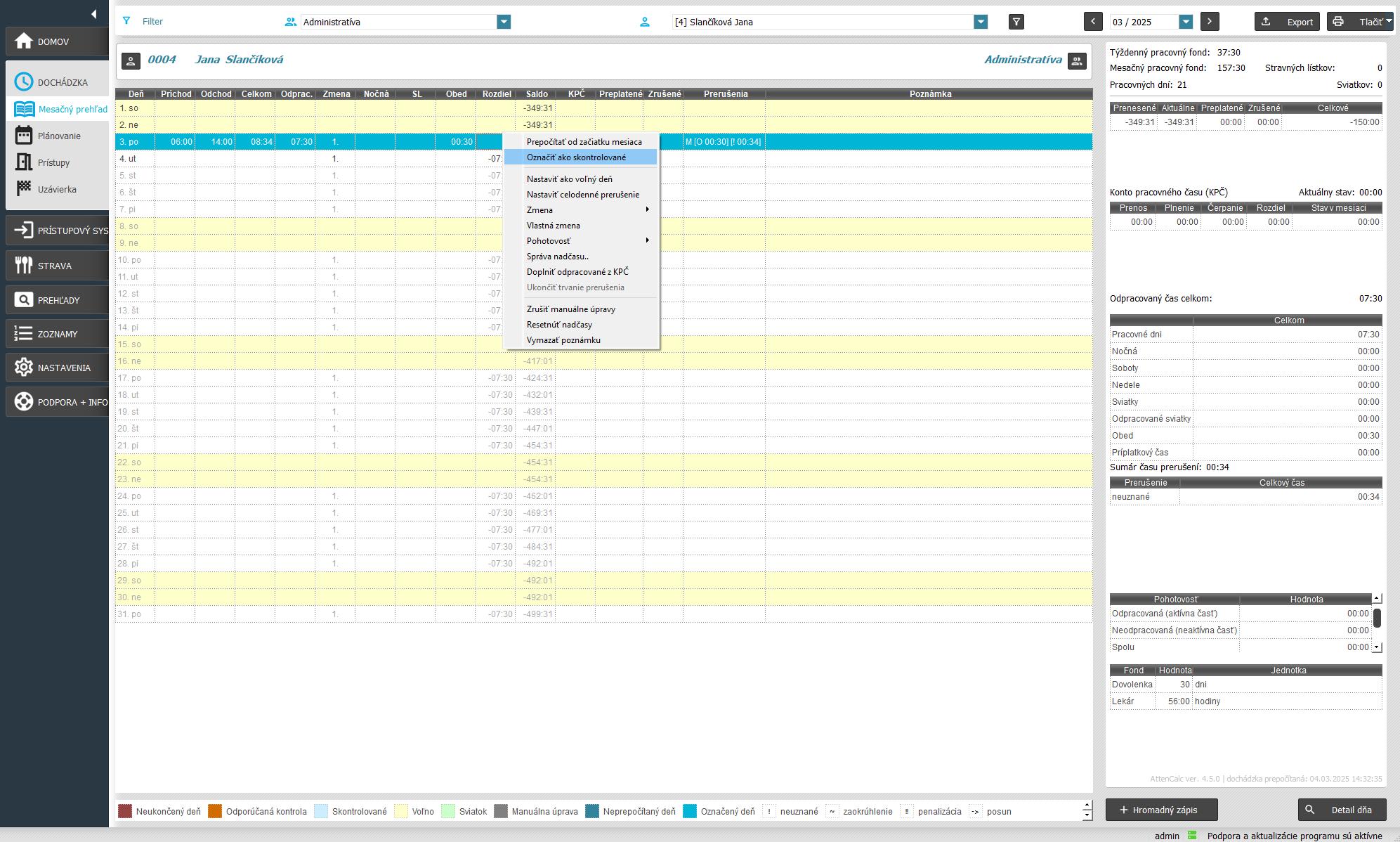 Označiť ako skontrolované v mesačnom prehľade
