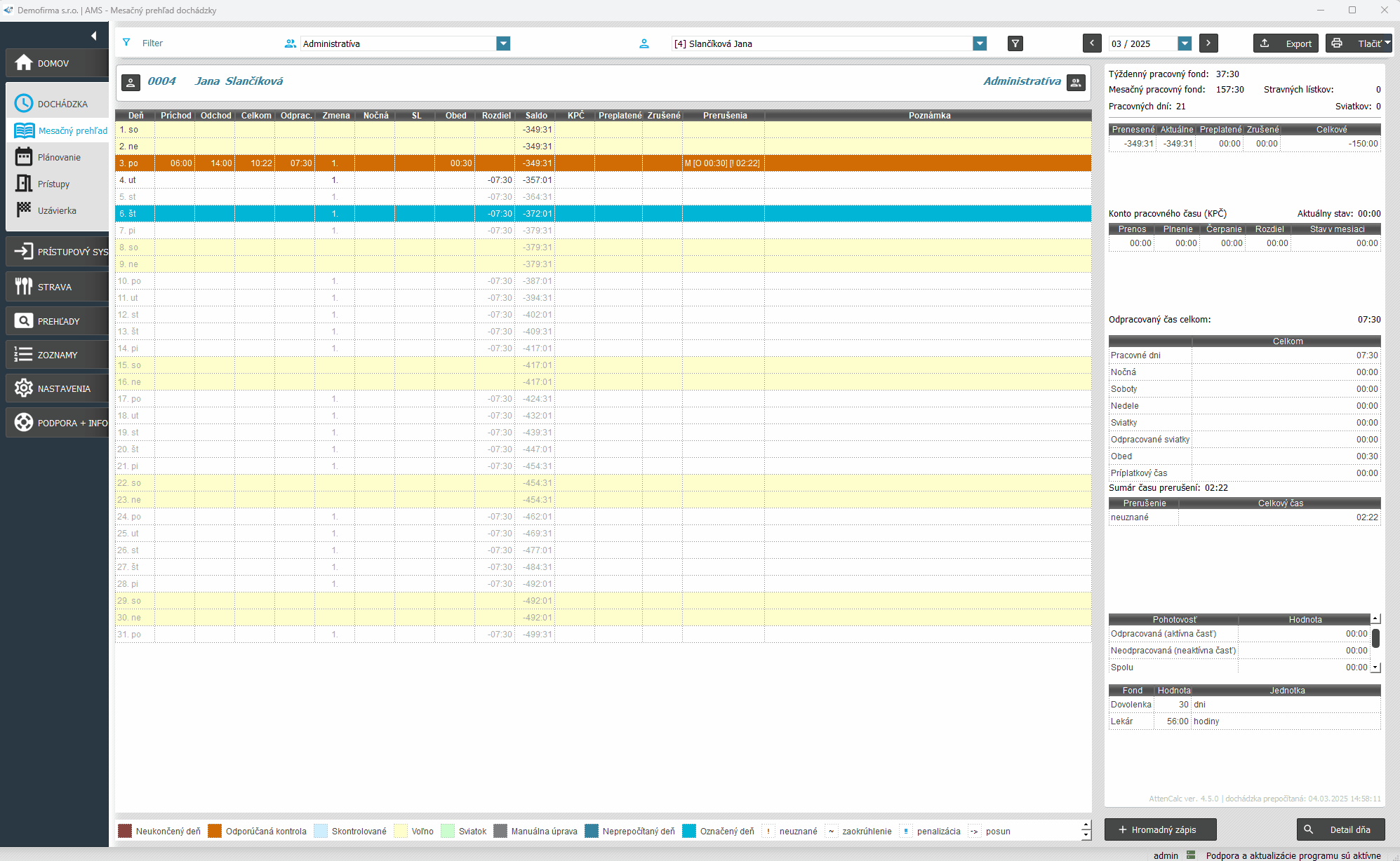 Uznanie časového úseku na prácu