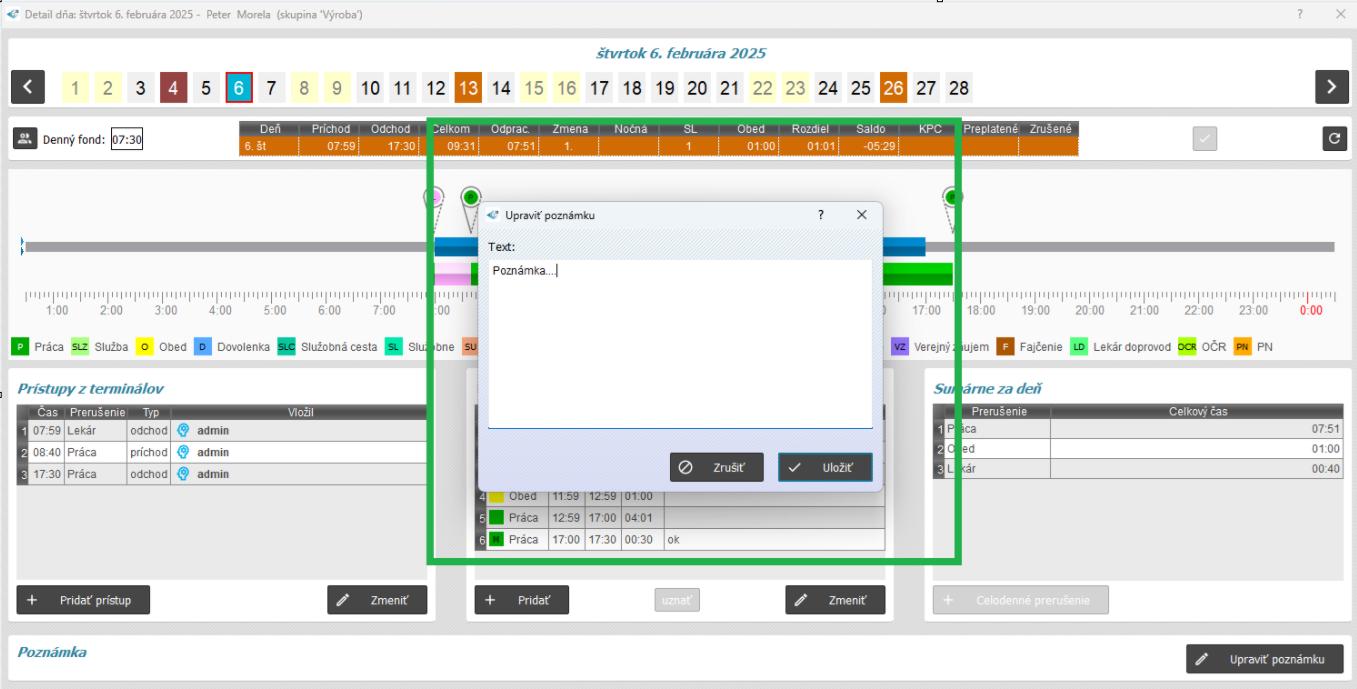detail dňa - Poznámka