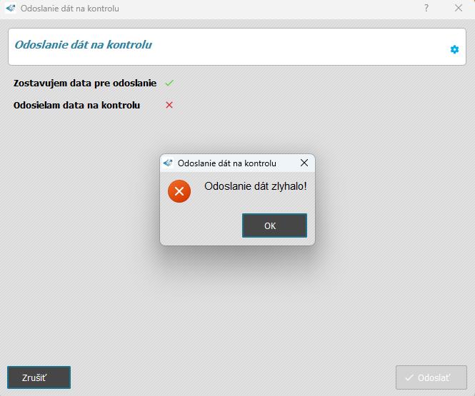 odoslané dáta na kontrolu