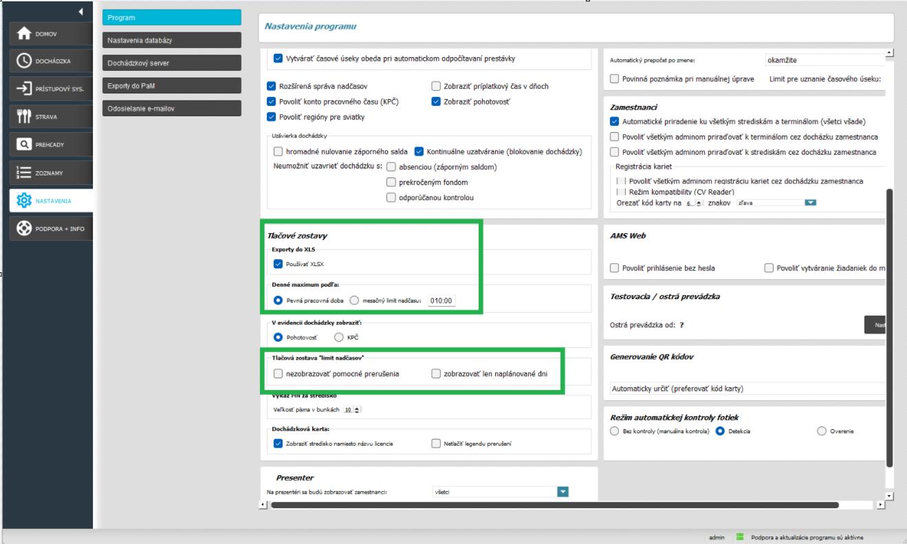 Nastavenia Limitu nadčasov
