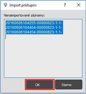Modul Prístupy - import - výstup