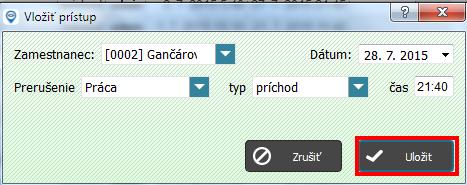 Dochádzka - prístupy - pridať prístup