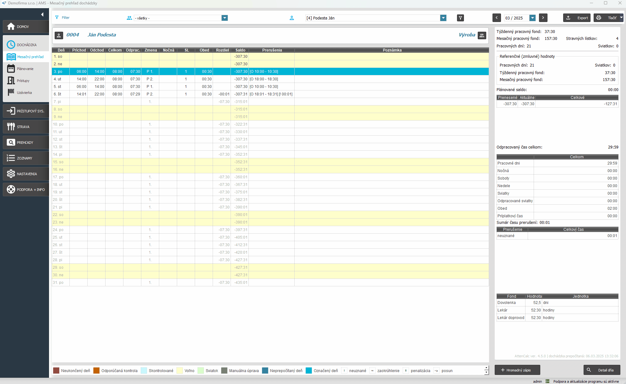 Uzávierka - Sumár prerušení - uloženie súboru do xls
