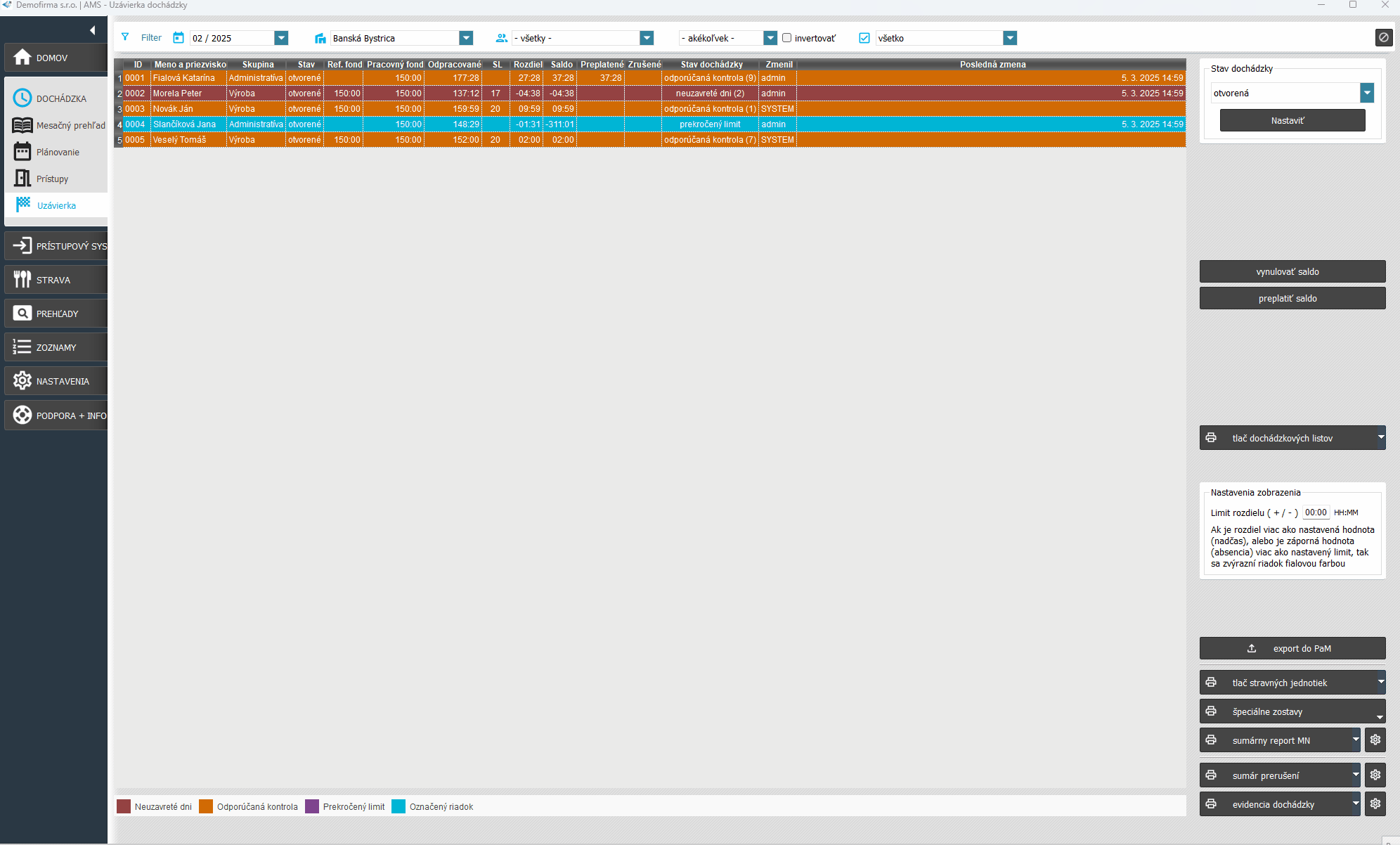 Uzávierka - Sumárny report mzdových nárokov - video