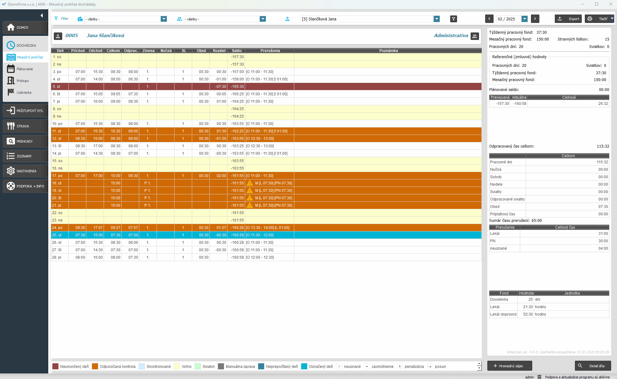 Špeciálne zostavy - Ročný report odpracovaných hodín