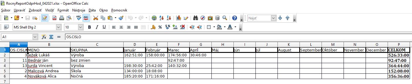 Ročný report v textovom formáte