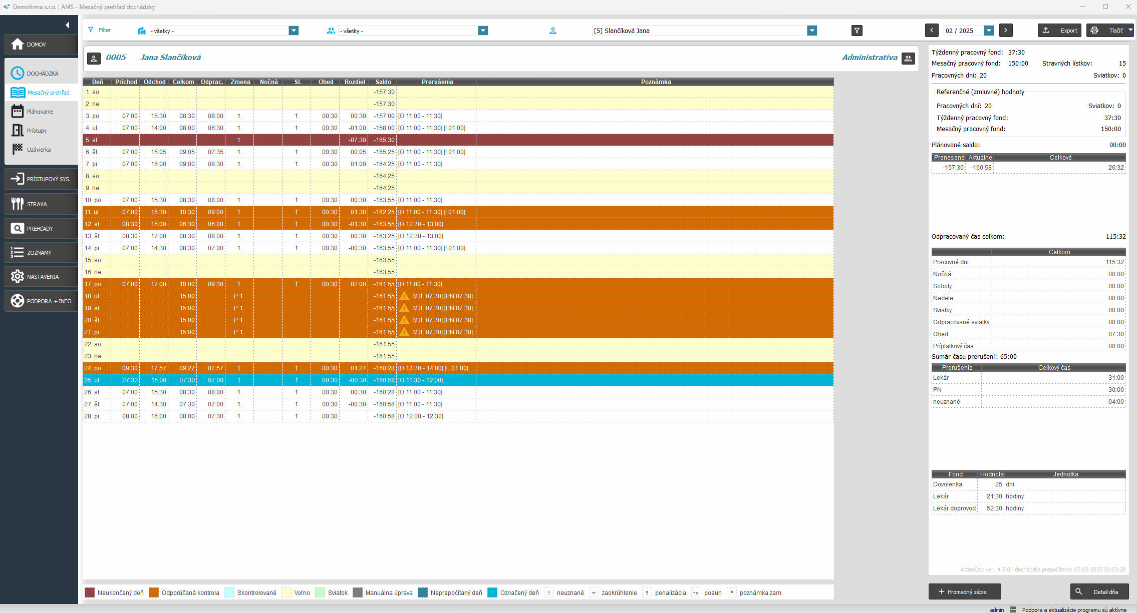 Špeciálne zostavy - Viacmesačný report dochádzky - video